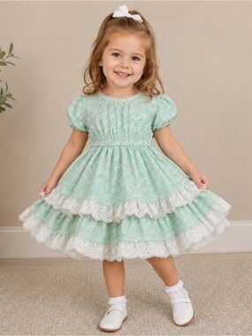 NWT Girls 4T Floral Eyelet Twirl Dress Cottagecore Handmade Boutique
